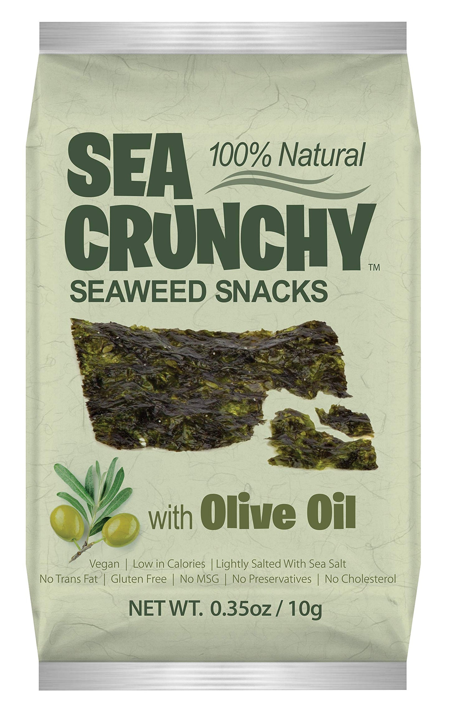 Sea Crunchy Roasted Seaweed Snack with Olive Oil (Pack of 24)