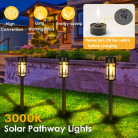 Mancra Solar Pathway Lights, 8 Pack LED Solar Lights Outdoor Waterproof, Glass Solar Garden Lights Landscape Lighting for Yard Lawn Walkway Driveway, 3000K