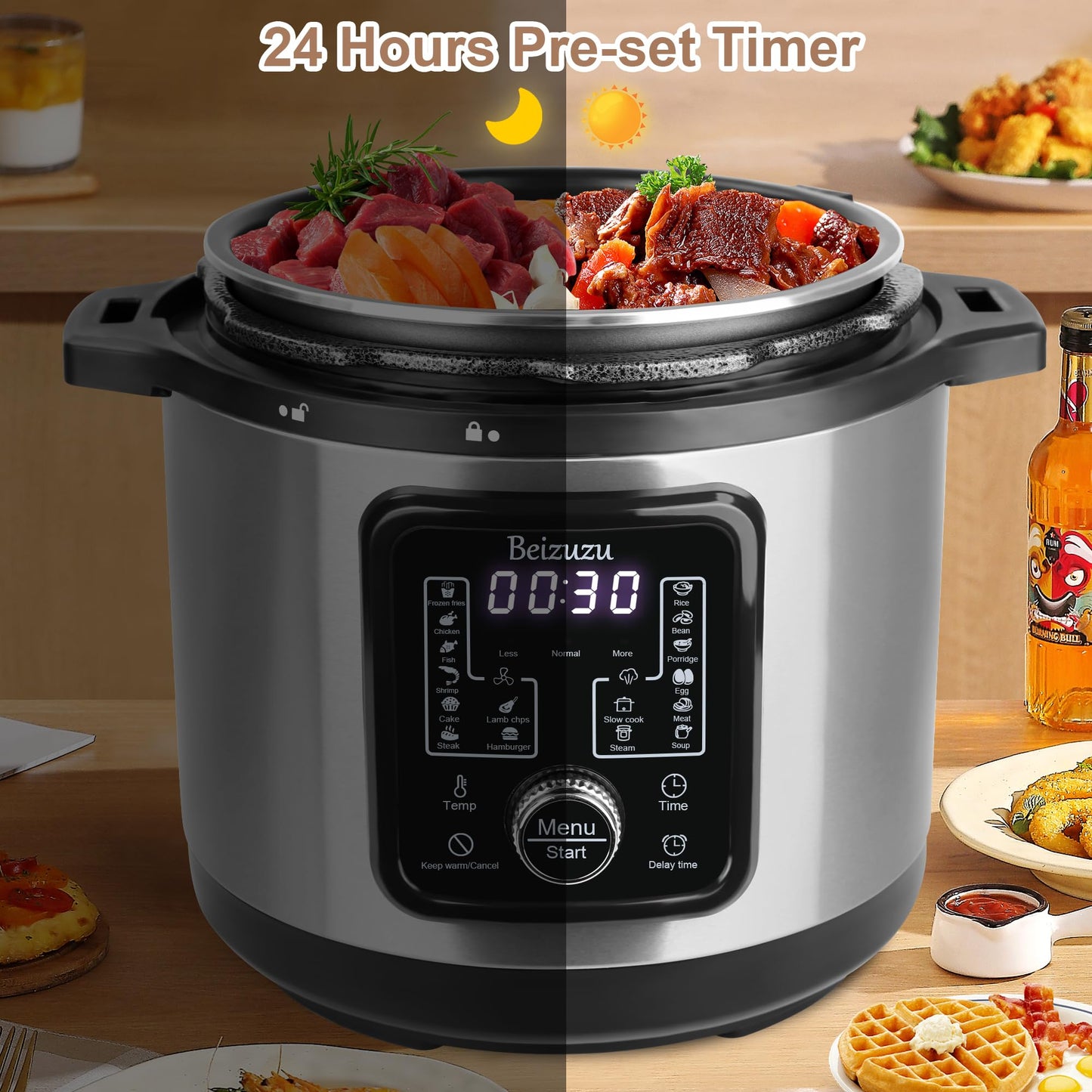 Pressure Cooker Air Fryer Combo: 6 Quart 8 in 1 Electric Pressure Cooker with Air Fryer Lid, Multi Cooker with Slow Cooker, Rice Cooker, Steamer, etc, Include Stainless Steel Fry Basket, Roast Rack