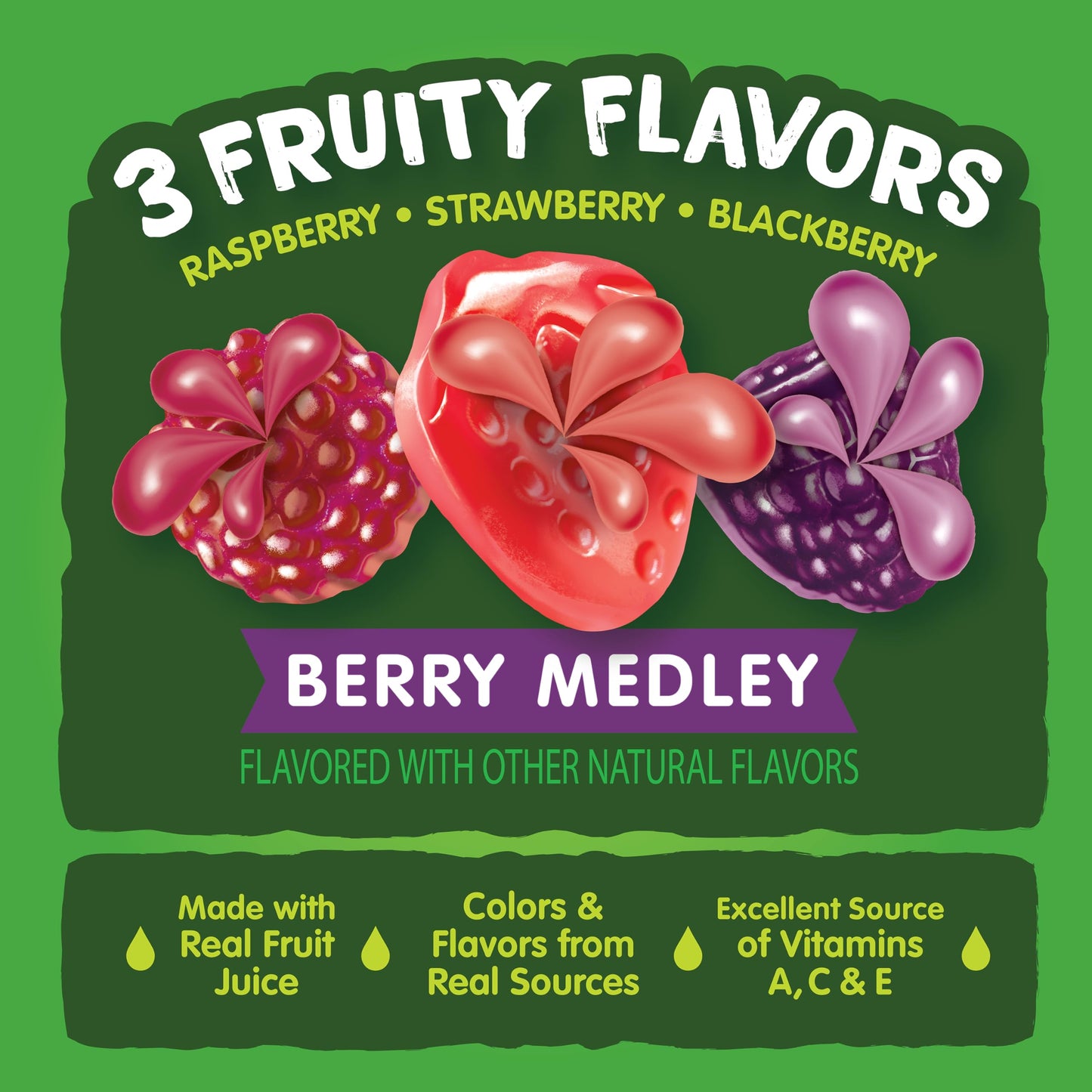 Black Forest Juicy Burst Fruit Snacks, Berry Medley, 0.8 Ounce Pouches (40 Count)