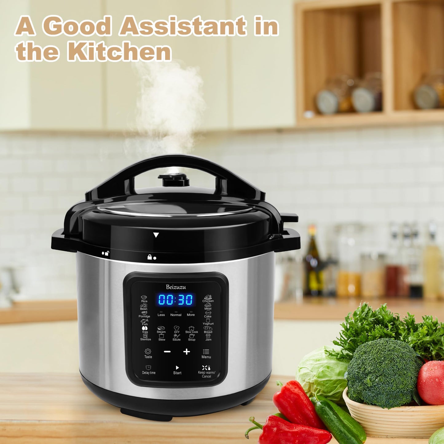 Electric Pressure Cooker: 6 Quart 9-in-1 Multi-Functional Built-in 11 Presets Programs Pressure Pot, Multi Cooker, Slow Cooker, Rice Cooker, Steamer, Sauté, Yogurt Maker, Warmer & Sterilizer