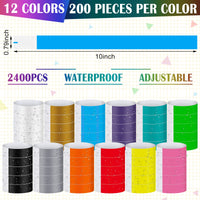 2400 Pack Paper Wristbands Bulk Neon Color Wrist Bands Waterproof Party Hand Bands Lightweight Adhesive Wristbands for Concert Events Party Identification Wristbands(Fresh Colors)