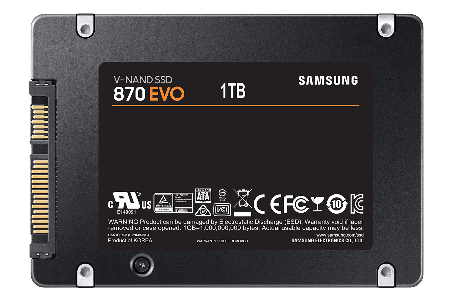 Samsung 870 EVO SATA III SSD 1TB 2.5” Internal Solid State Drive, Upgrade PC or Laptop Memory and Storage for IT Pros, Creators, Everyday Users, MZ-77E1T0B/AM