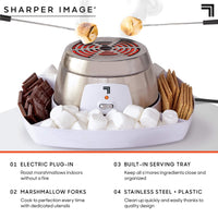 SHARPER IMAGE Electric Tabletop S'mores Maker for Indoors, 6-Piece Set, Includes 4 Skewers & 4 Serving Compartments, Easy Cleaning & Storage, Tabletop Marshmallow Roaster, Family Fun For Kids Adults