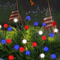 8-Pack Solar Garden Lights,48 LED Firefly Solar Lights for Outside, 4th of July Decorations Waterproof Swaying Solar Powered Yard Lights for Independence Day Path Garden Yard Decor(Red White and Blue)