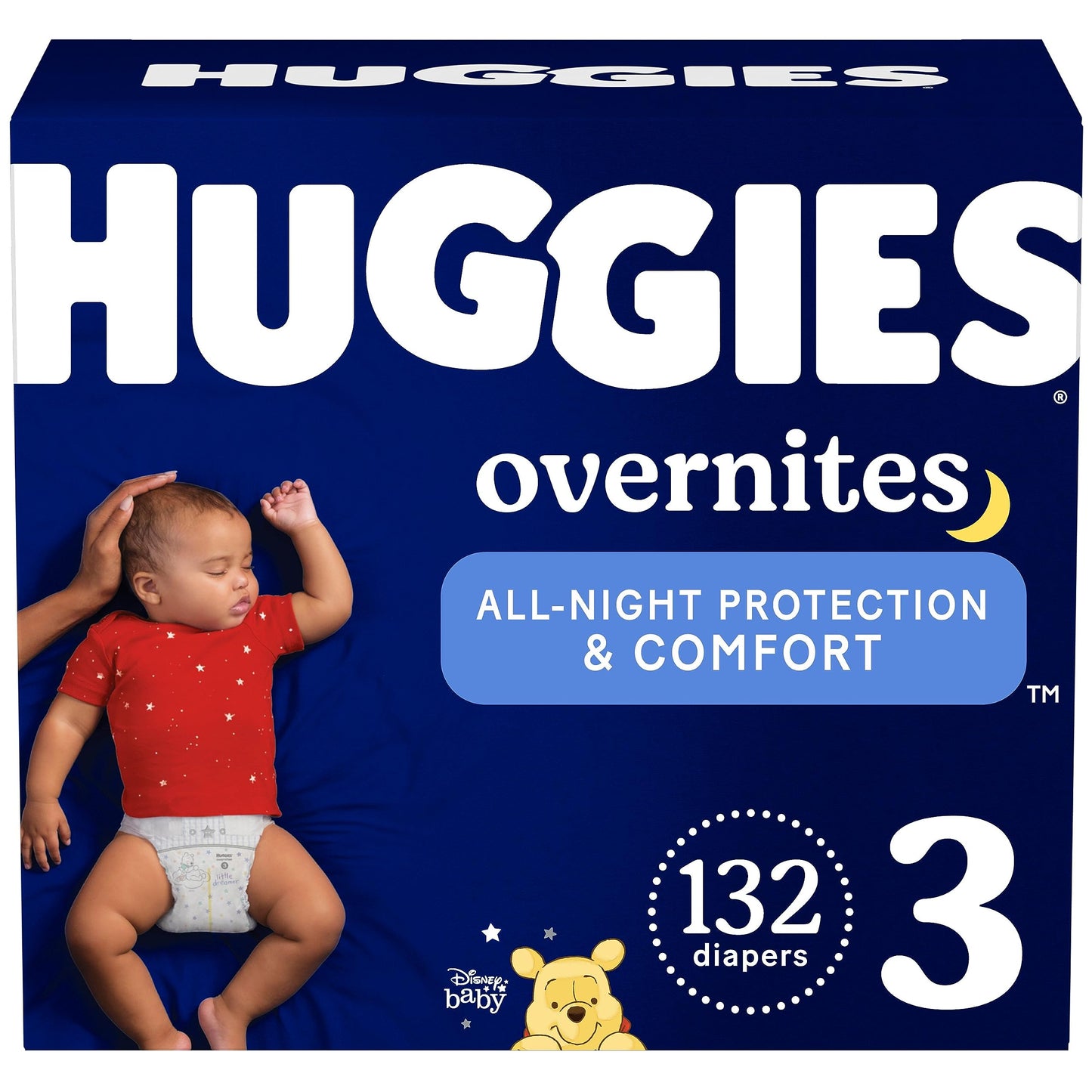 Huggies Size 3 Overnites Baby Diapers: Overnight Diapers, Size 3 (16-28 lbs), 132 Ct (2 Packs of 66)