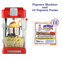 Pop Pup Popcorn Machine - 2.5-Ounce Kettle with 12-Pack Pre-Measured Popcorn Kernel Packets, Scoop, and Serving Cups by Great Northern Popcorn (Red)