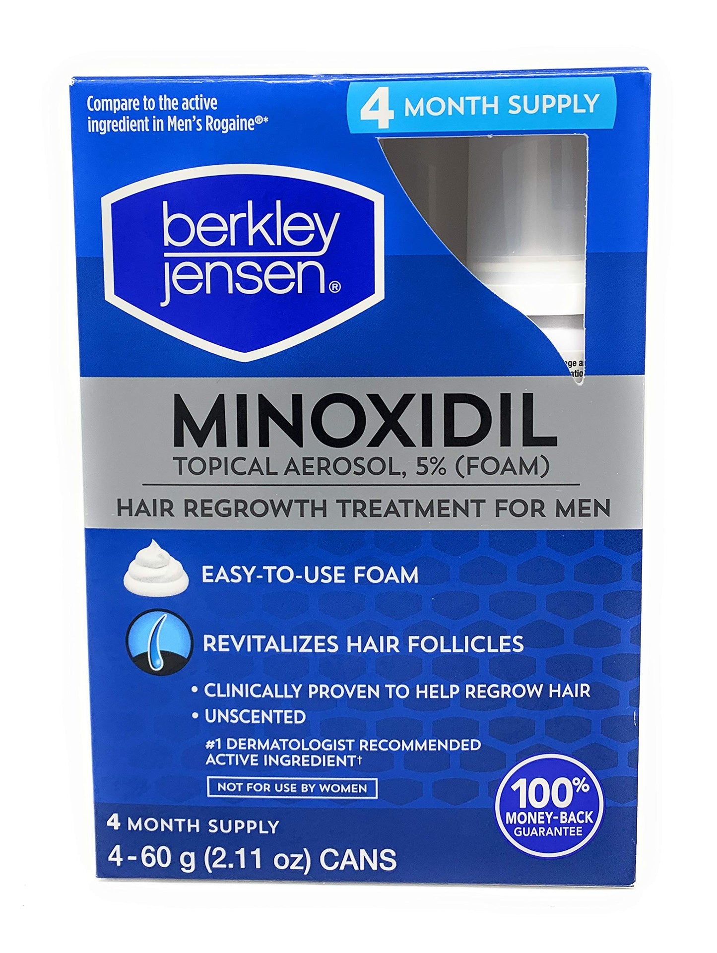 Berkley Jensen Men's Hair Regrowth Treatment for Men Minoxidil Topical Aerosol 5% Foam 4 Month Supply