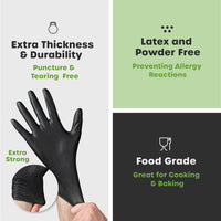 Comfy Package, Black Nitrile Disposable Gloves 6 Mil. Extra Strength Latex & Powder Free, Chemical Resistance, Textured Fingertips Gloves - Medium [100 Count]