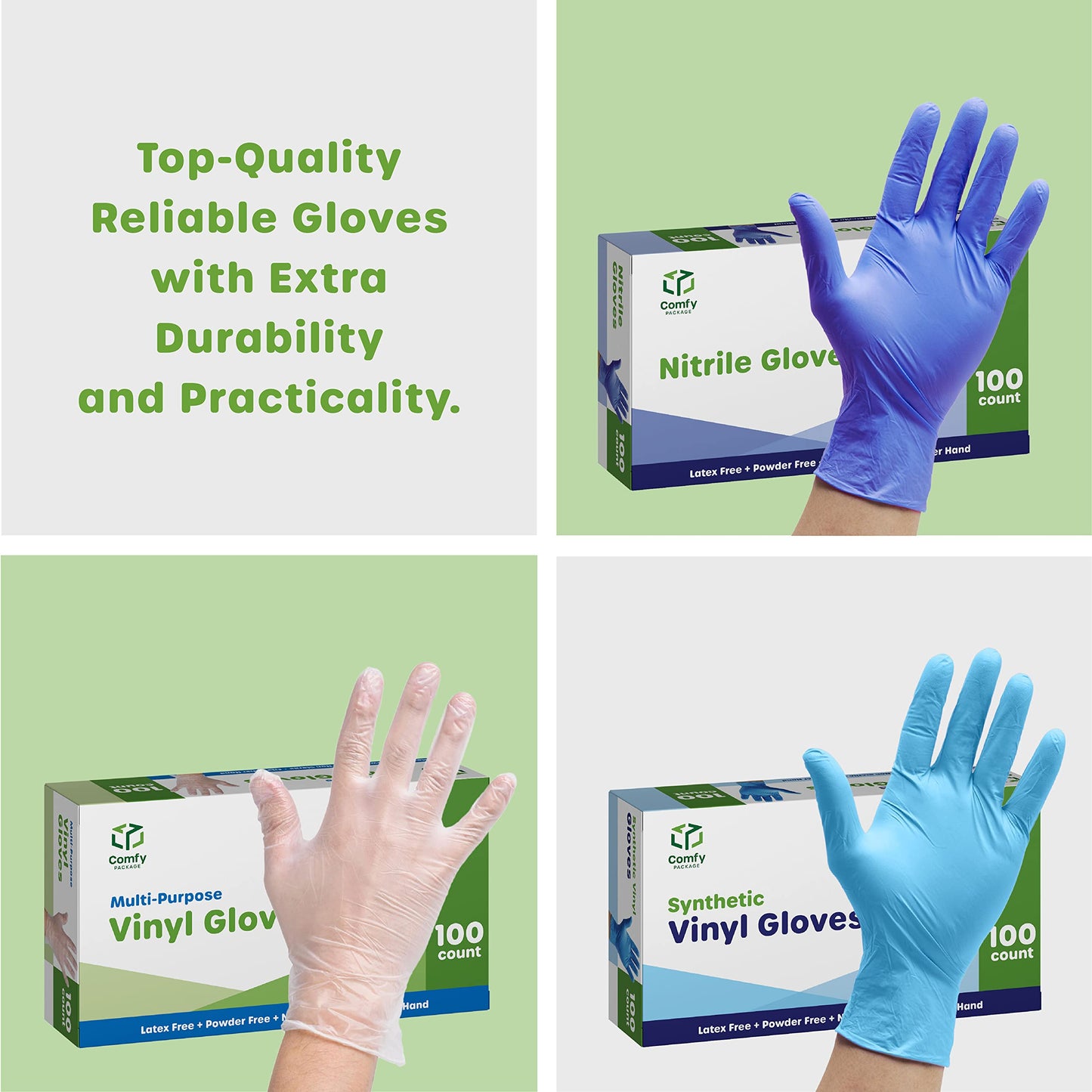 Comfy Package, Black Nitrile Disposable Gloves 6 Mil. Extra Strength Latex & Powder Free, Chemical Resistance, Textured Fingertips Gloves - Medium [100 Count]