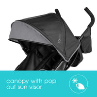 Summer Infant, 3D Mini Convenience Stroller – Lightweight Stroller with Compact Fold MultiPosition Recline Canopy with Pop Out Sun Visor and More – Umbrella Stroller for Travel and More, Gray