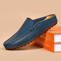 Men's Solid Colour Mesh Breathable Hollow Out Mule Shoes, Comfy Non Slip Casual Rubber Sole Dress Shoes, Men's Footwear