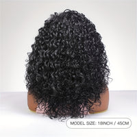 Heat Resistant Synthetic Wig with 130% Density and Long Afro Kinky Curly Wave Style - Matte Black with Bangs - Beginner Friendly