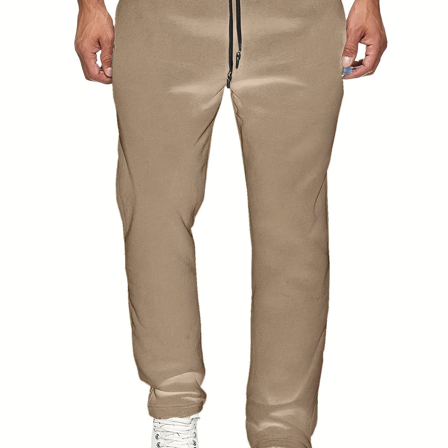 Men'S Fashion Casual Solid Color Fleece-Lined Joggers