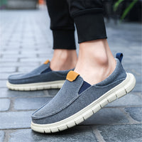 Men's Solid Color Breathable Slip On Canvas Shoes, Comfy Non Slip EVA Sole Durable Walking Shoes, Men's Footwear