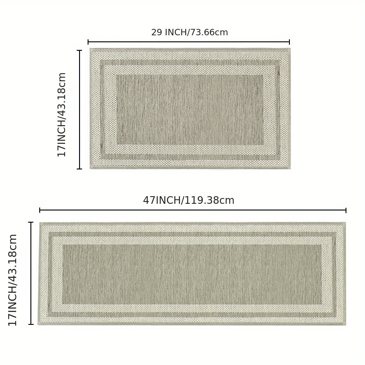 Sm:)e Rubber Non-Slip Washable Absorbent Kitchen Rugs and Mats Set of 2, Kitchen Mats for Floor Kitchen Runner Hallway Laundry Room in Front of Sink Beige Grey - 17x29 and 17x47 Inch