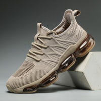 Men's Trendy Solid Colour Woven Knit Breathable Running Shoes With Air Cushion, Comfy Non Slip Durable Shock Absorbing Sneakers, Men's Footwear