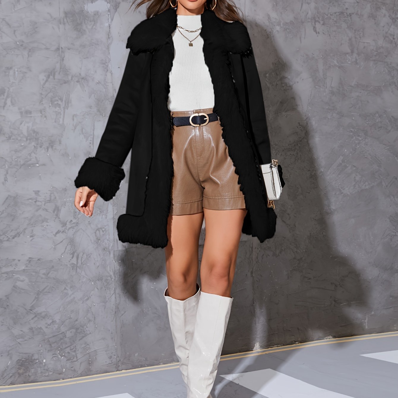 Super-Soft Glamorous Faux Fur Solid Coat - Stylish Long Sleeve Thermal Wear for All-Season Warmth - Perfect Womens Clothing for Fall & Winter