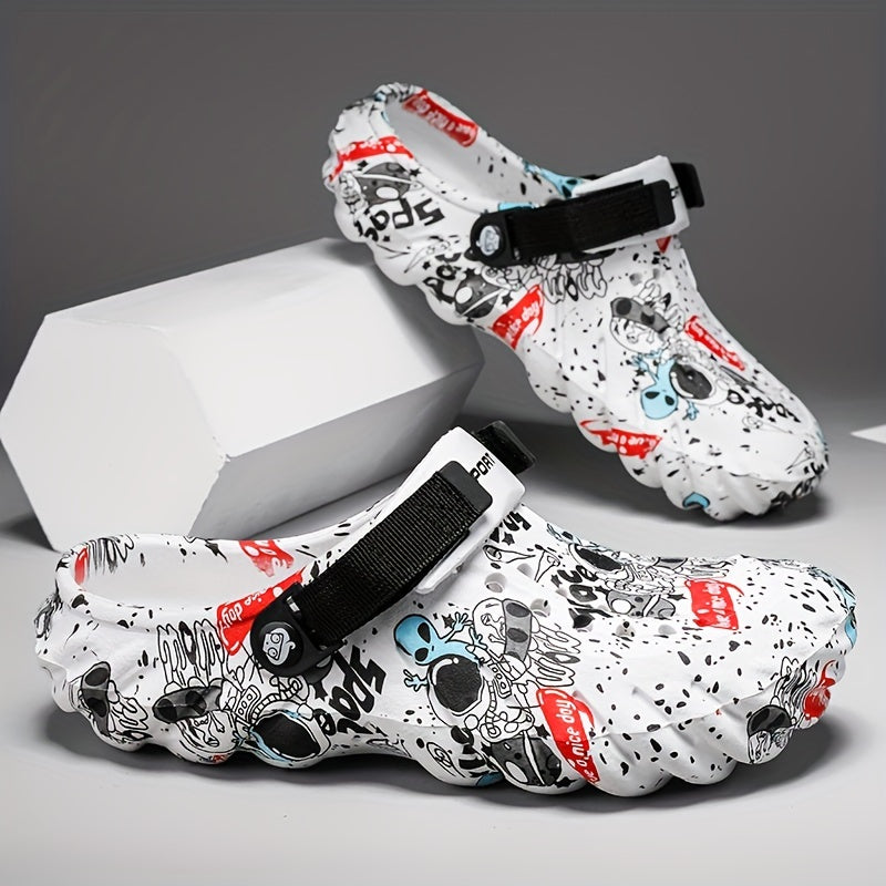 Men's Trendy Hollow Out Breathable Clogs, Comfy Non Slip Durable Soft Sole EVA Slippers For Men's Outdoor Activities, Men's Footwear