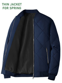 Men's Regular Fit Solid Color Sherpa Lined Varsity Jacket, Casual Fleece Lined Baseball Jacket Coat for Winter Autumn