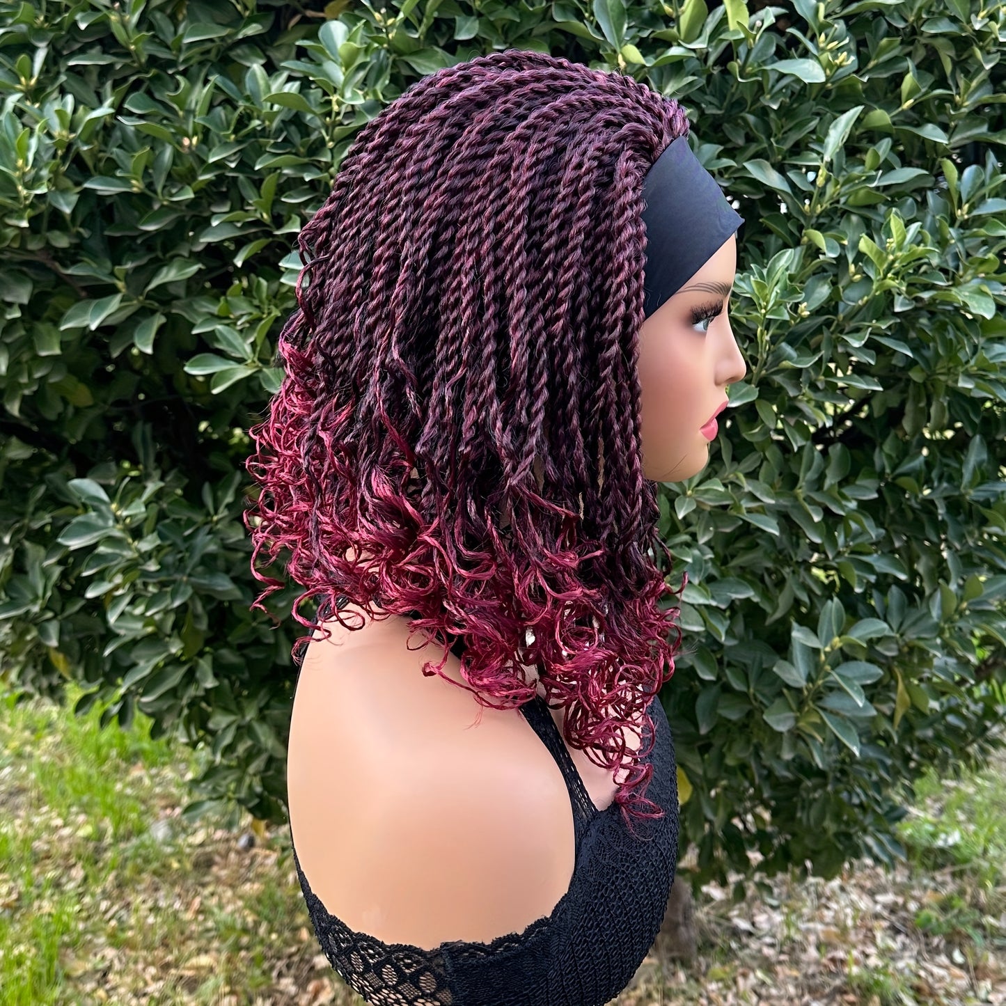 Flattering Short Box Braided Headband Wig - Virtually Heatproof, Effortless Crochet Style - Superb Synthetic Hair for Black Women - Fashionable Bob, Secure Machine Made Wig