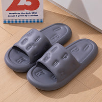 Men's Trendy Letter Print Open Toe Breathable Slippers, Comfy Non Slip Casual Soft Sole EVA Slides, Men's Footwear