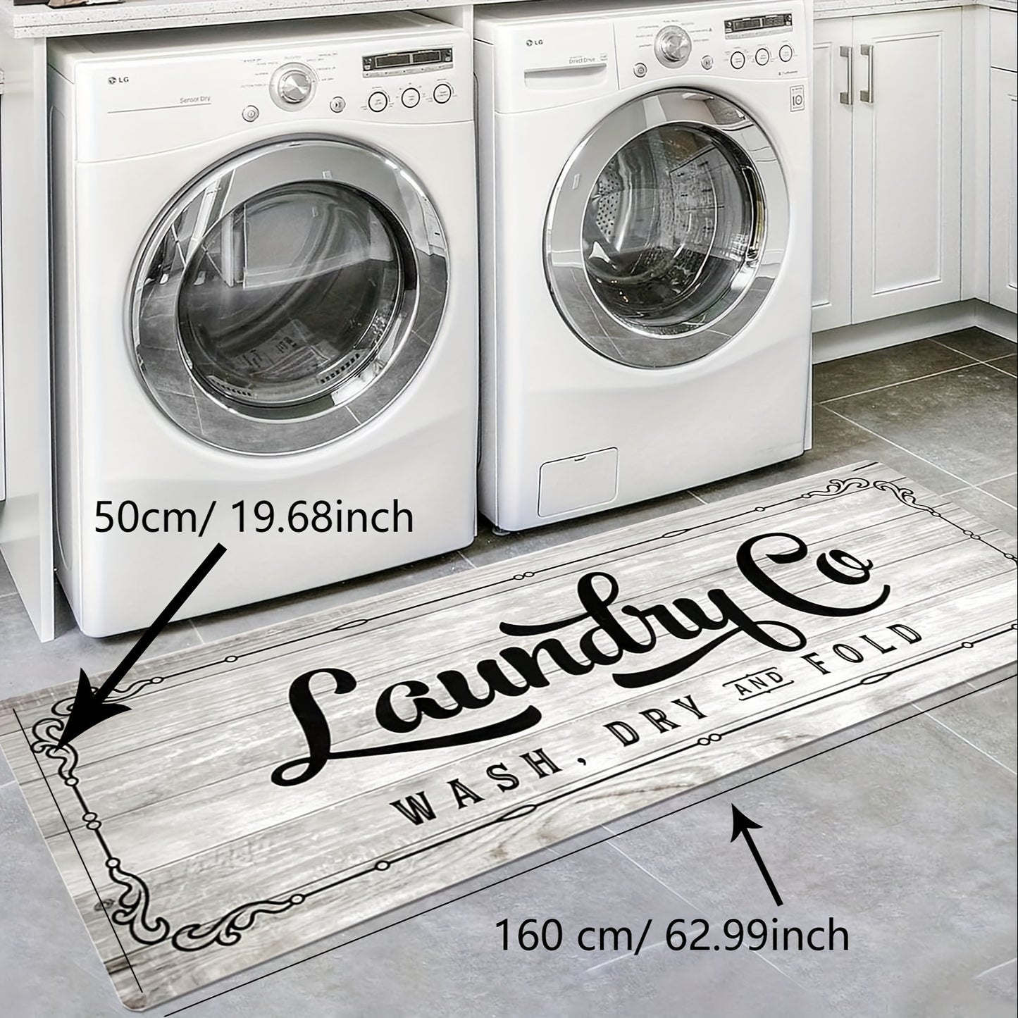 1pc Non Slip Laundry Room High Quality Runner Rug, Decor Non-Skid Comfort Standing Mat Machine Washable Text Design Laundry Mat, Floor Mats & Matting for Kitchen, Porch, Bathroom, Hotel, Commercial Laundry Rooms, And Home