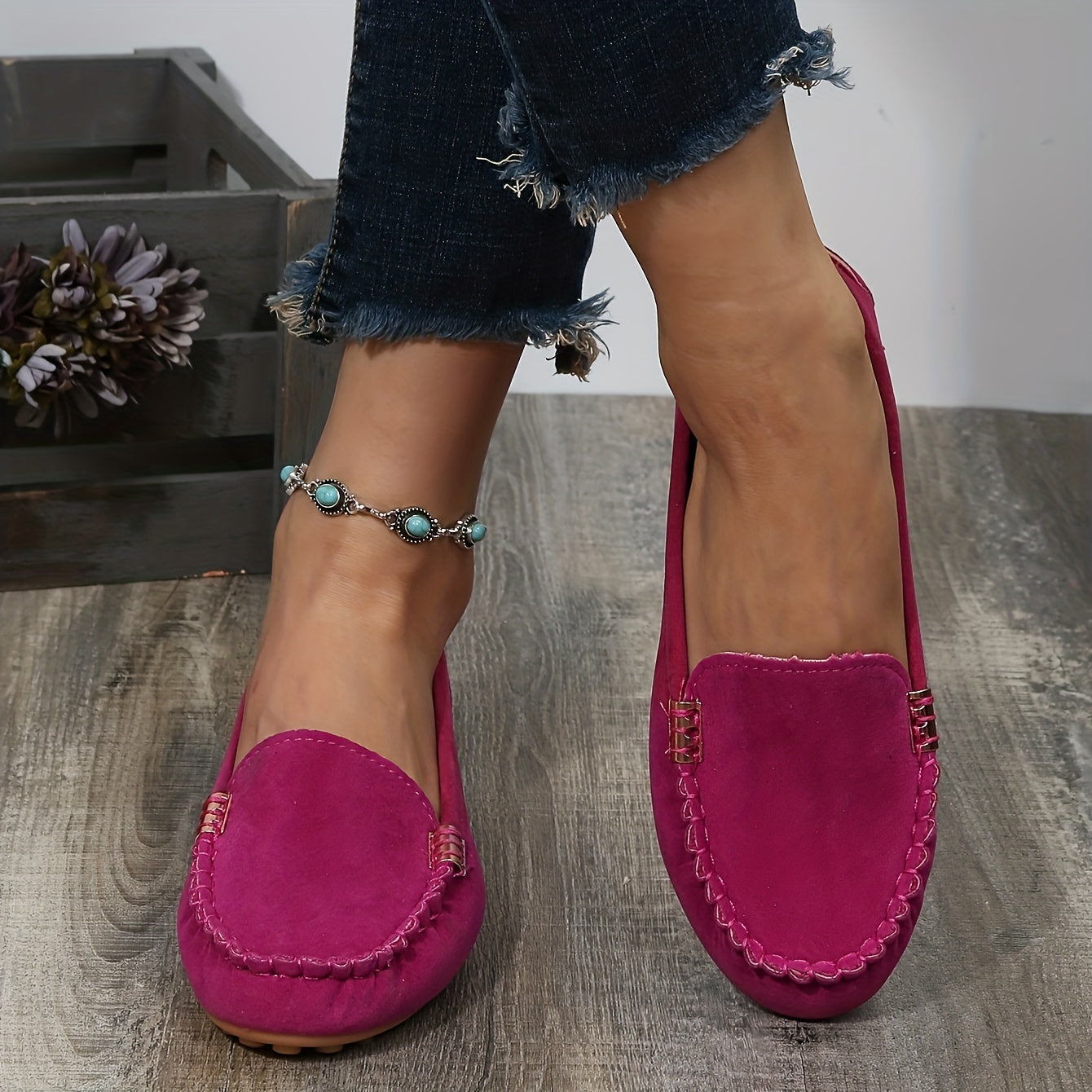 [Comfortable Loafers] Comfortable Round Toe Loafers | Women's Solid Slip On Shoes, Women's Footwear