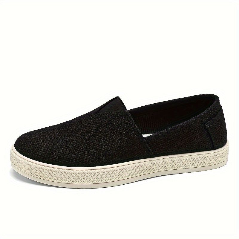 Comfy Slip-On Loafers - Men's Canvas Shoes with Breathable Solid Colours, Non-Slip Soles, Durable Design for Outdoor Activities and Casual Walking - Comfortable, Relaxed Fit for Men's Footwear