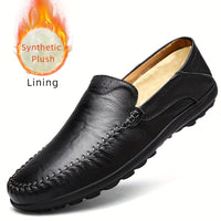 [CLOHOO, Leather Business Shoes] CLOHOO Men's Slip-On Business Casual Shoes | Breathable Second-Layer Leather Upper, Comfortable PU Lining & Rubber Sole, All-Season Versatile for Office, Travel & Vacation - Black, Refined App