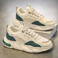 Mens Fashionable Chunky Sneakers - Ultra-Breathable Pillow Sole - Secure Non-Slip Grip - Durable for Outdoor Adventures - Comfortable Lace-Up Mens Shoes