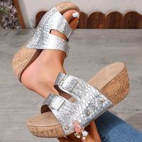 Comfy Women's Wedge Sandals with Non-Slip Double Buckle Straps and Open Toe