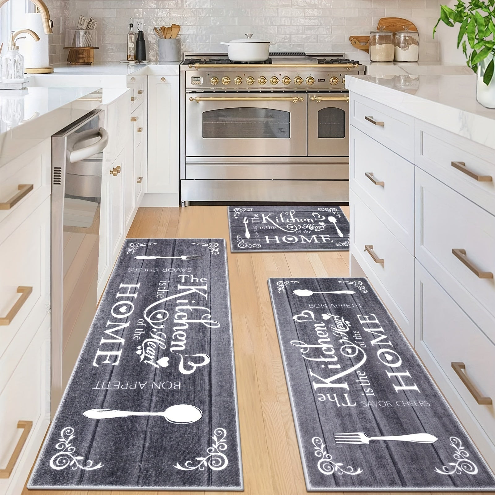 Boho Kitchen Rug Sets 3 Pieces, Washable Kitchen Mats for Floor, Non Slip Soft Kitchen Area Rug Floor Mat for Kitchen, Laundry Room and Hallway
