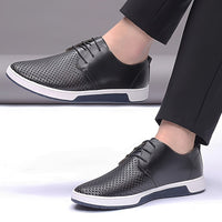 Plus Size Men's Solid Colour Business Style Shoes With Or Without Hollow Design, Comfy Non Slip Lace Up Durable Rubber Sole Shoes, Men's Footwear