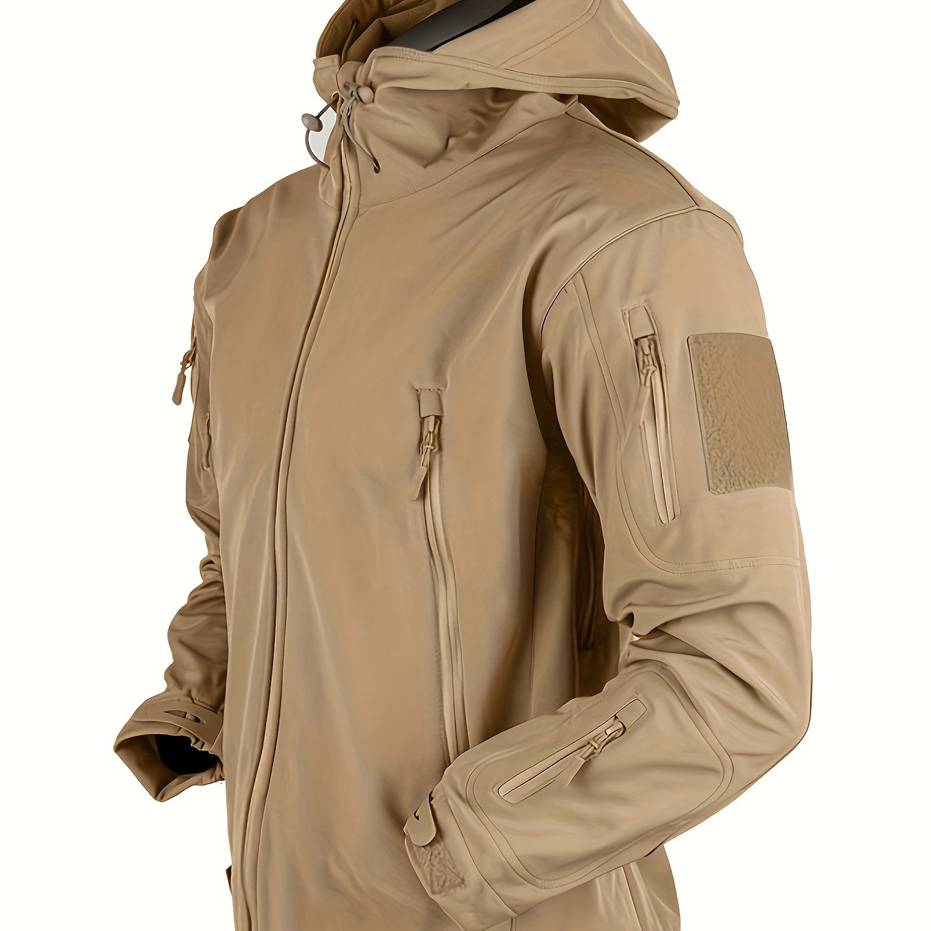 Warm Fleece Hooded Windbreaker Jacket, Men's Casual Zip Up Jacket Coat For Fall Winter Outdoor Hiking Camping Cycling