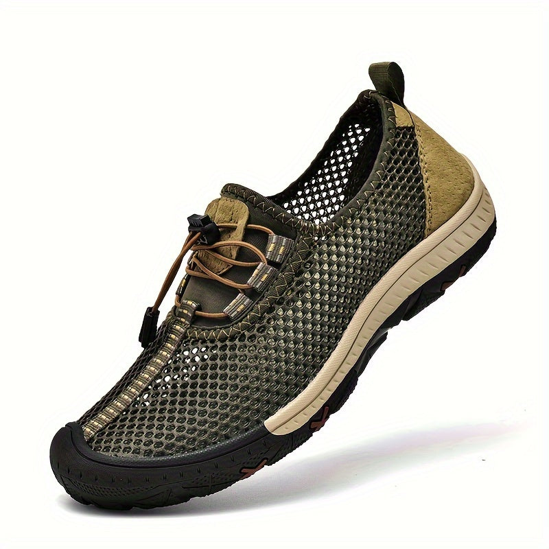 [Breathable Men's Sandals] Comfy Breathable Men's Sandals - Solid Color Slip On Adjustable Buckle Shoes - Non Slip Rubber Sole Durable Beach Water Shoes for Summer