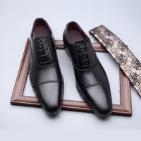Men's Cap Toe Oxford Shoes, Comfy Non Slip Rubber Sole Lace Up Durable Formal Shoes, Men's Footwear