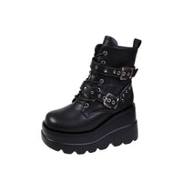 Women'S Solid Color Chelsea Booties, Cap Toe Block Heel High Ankle Boots, Synthetic Upper, Fabric Lining, PU Sole, Casual Lace-Up Footwear