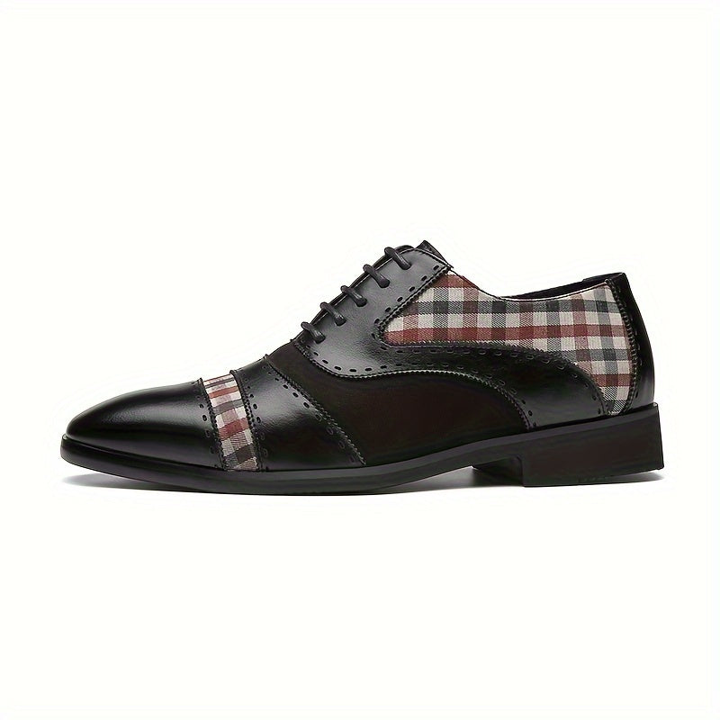 Men's Vintage Elegant Cap Toe Oxford Shoes, Comfy Non Slip Durable Rubber Sole Lace Up Formal Shoes, Men's Footwear
