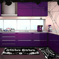 2pcs Halloween Kitchen Mats - Witch & Gothic Design, Anti-Slip, Machine Washable Polyester Rugs for Home Decor and Party