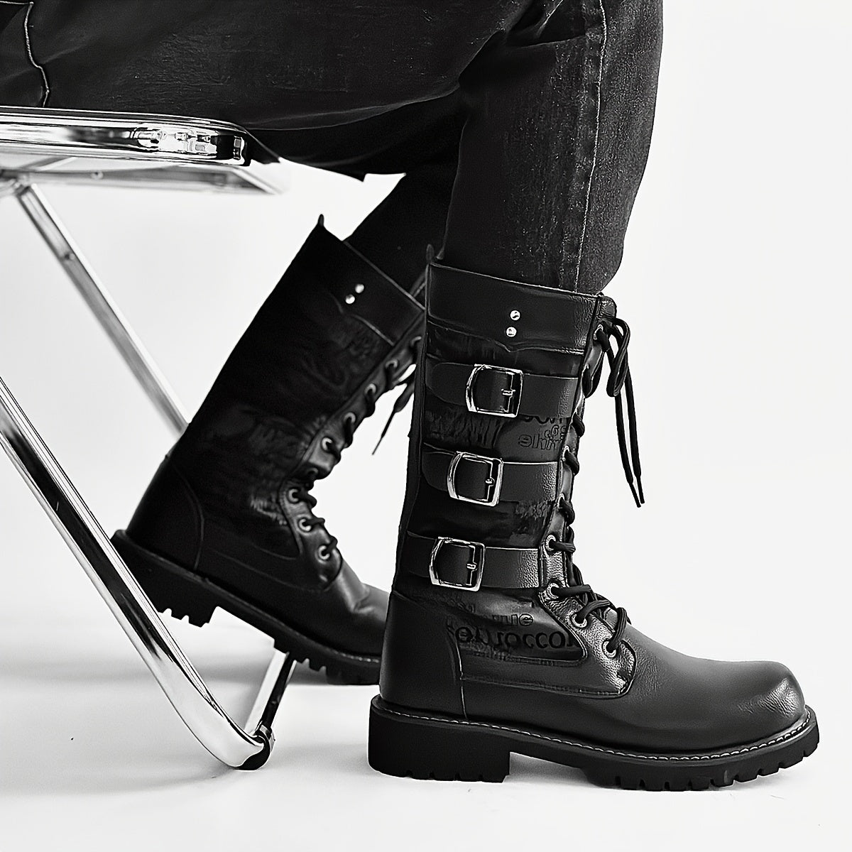 Men's Trendy Solid Colour High Top Lace Up Boots, Comfy Non Slip Durable Rubber Sole Shoes For Men's Outdoor Activities, Men's Footwear