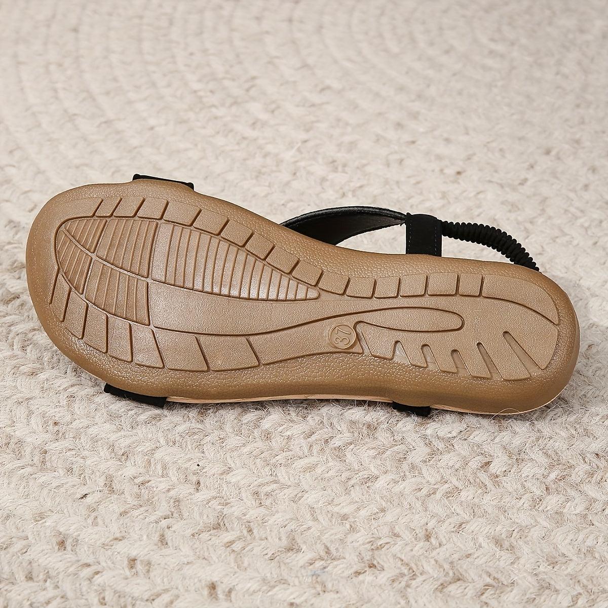 Women's Rhinestone Decor Flat Sandals, Casual Slip On Elastic Band Shoes, Lightweight Summer Sandals