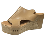 Women's Platform Wedge Sandals, Open Toe Cut-out Slingback Heels, Fashion Wood Grain Sandals
