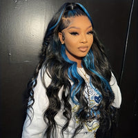 Blue Highlight Body Wave Luxury Wig - 13x4 HD Lace, 180% Density | Brazilian Remy for Ultimate Style & Comfort