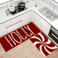 2pcs Christmas Candy Cane Kitchen Mats Set - Anti-Slip, Machine Washable, Festive Holiday Decor for Home & Dining Room (16"x24", 16"x47")