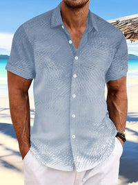 Men's Vibrant Pink to Purple Gradient Short Sleeve Shirt - Lightweight Polyester, Button-Up with Chest Pocket, Ideal for Summer Beach Parties & Casual Wear, Beach Wear