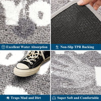 Indoor Doormat Entryway Door Mat, Non Slip Absorbent Mud Trapper Mats, Low-Profile Inside Floor Mats, Soft Washable Small Mats Door