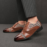 Men's Vintage Elegant Cap Toe Oxford Shoes, Comfy Non Slip Durable Rubber Sole Lace Up Formal Shoes, Men's Footwear