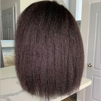 Kinky Straight Short Bob Wig 10-16 - HD Transparent 13x4 Lace Frontal, Glueless Swiss Lace - Pre-Plucked, High Density Natural Hair for Women
