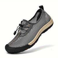 [Breathable Men's Sandals] Comfy Breathable Men's Sandals - Solid Color Slip On Adjustable Buckle Shoes - Non Slip Rubber Sole Durable Beach Water Shoes for Summer